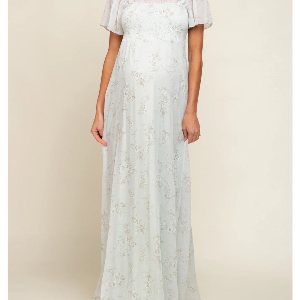 Chiffon mint green Maternity Dress